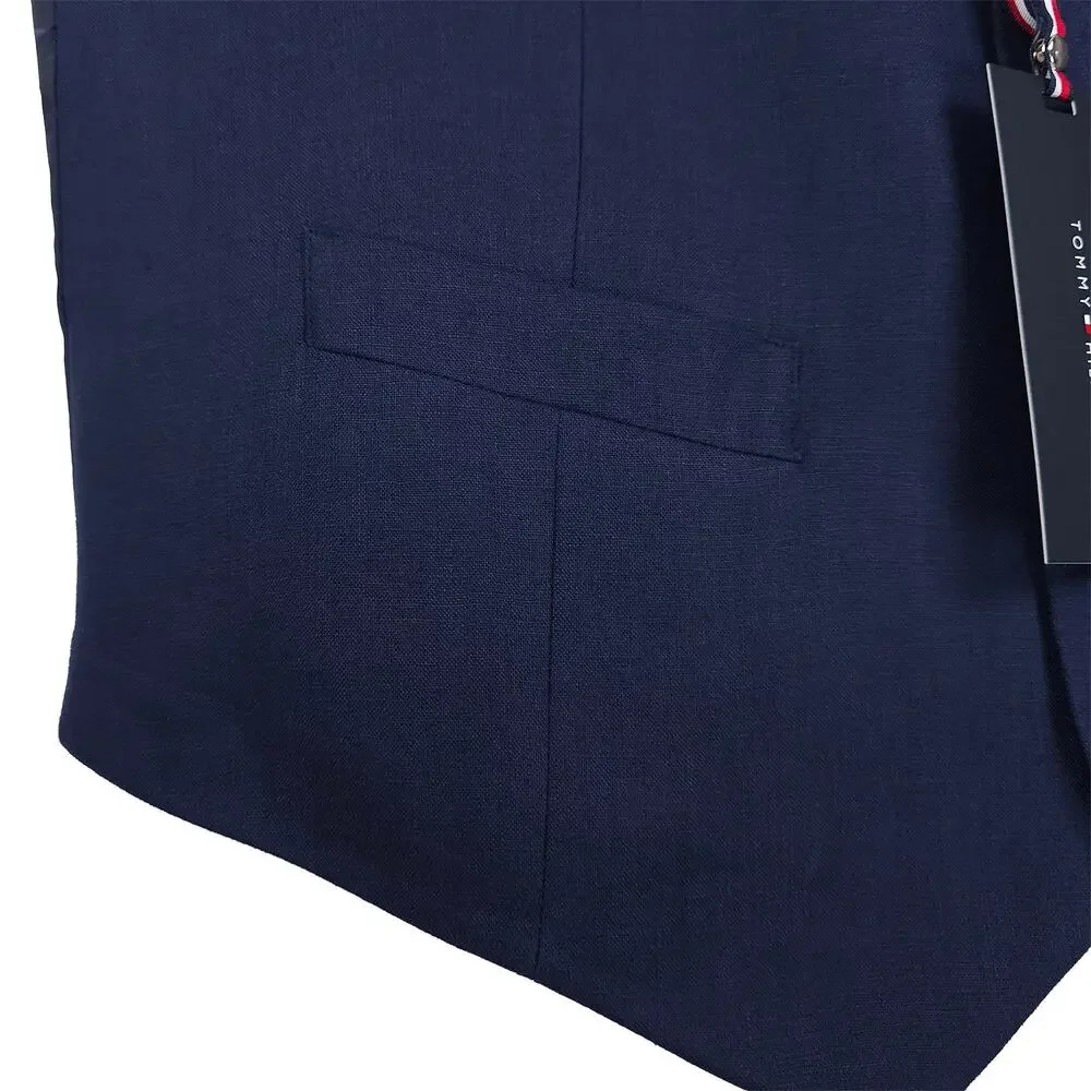 Tommy Hilfiger Mens Modern Fit Linen Suit Vest 3XL Navy Blue Solid NWT